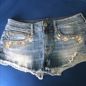 American Eagle Shortie Short - Bedazzled Pockets